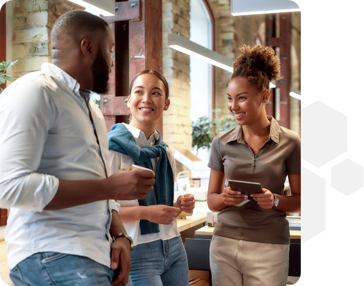 Coworkers standing together