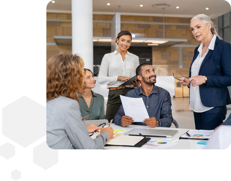 Group meeting with a laptop