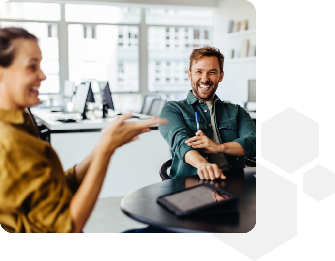 Two Coworkers having fun