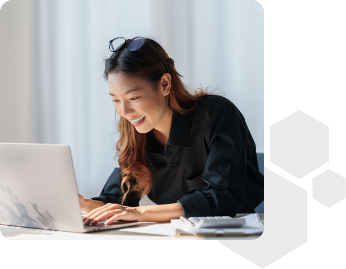 Woman working on her laptop