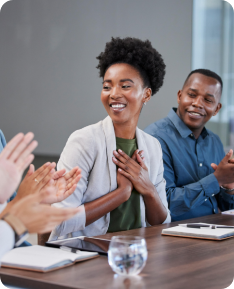 Employee being applauded