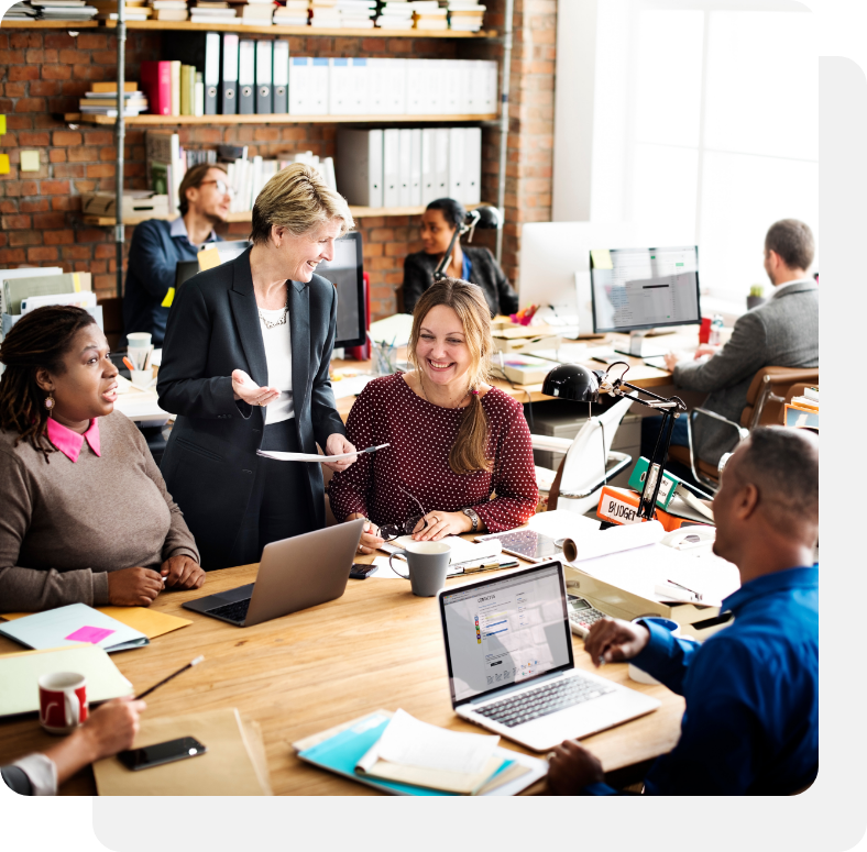 Office workers working together